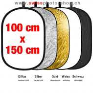5 in 1 Hintergrund-Reflektor Diffusor, silber, gold, weiss, schwarz, 100x150cm Faltbar