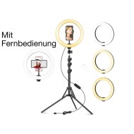 JJC ZB-7, 25cm LED Foto Leuchten Ring Licht Kit mit Stativ, Haltern und Fernbedienung